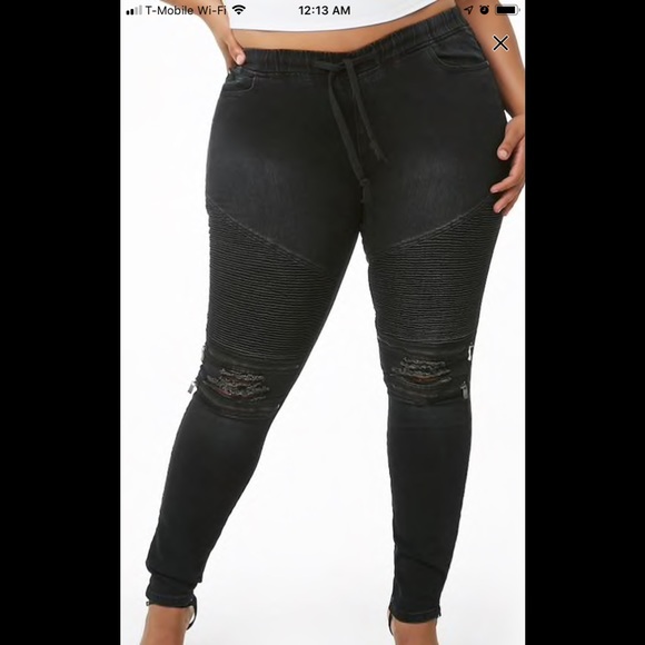plus size moto jeans